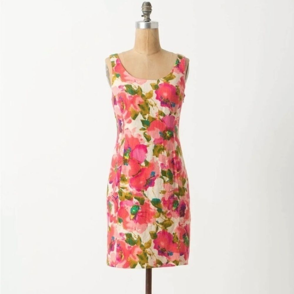 Anthropologie size 6 pink floral mini dress